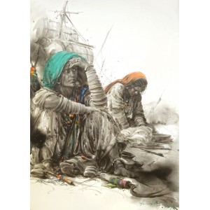 Ali Abbas, 19 x 27 inch, Watercolor on Paper, Figurative Painting-AC-AAB-311